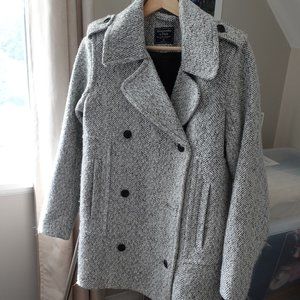 Abercrombie & Fitch Grey Wool-Blend Pea Coat